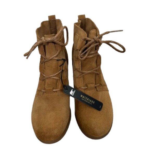 Sorel NEW Women's Evie Lace Up Wedge Waterproof Suede Boot 7.5 Camel - Picture 5 of 10